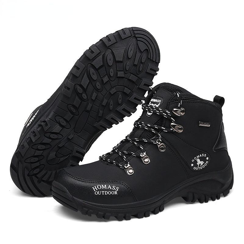 Men Waterproof Tactical Hiking Boots Fur Lined Winter Non Slip Outdoor Shoes