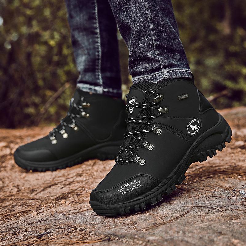 Men Waterproof Tactical Hiking Boots Fur Lined Winter Non Slip Outdoor Shoes