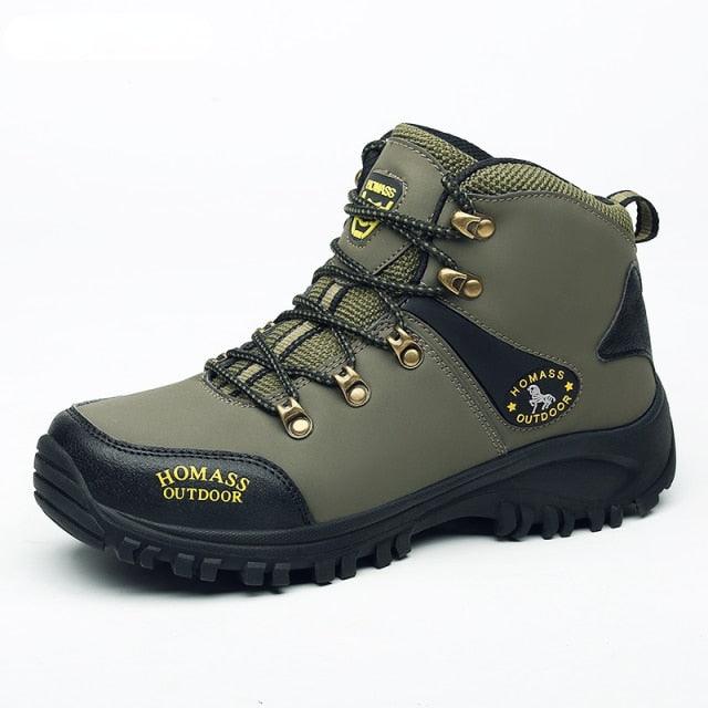 Men Waterproof Tactical Hiking Boots Fur Lined Winter Non Slip Outdoor Shoes