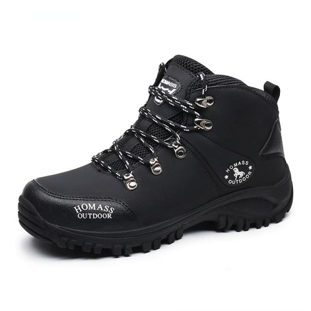 Men Waterproof Tactical Hiking Boots Fur Lined Winter Non Slip Outdoor Shoes