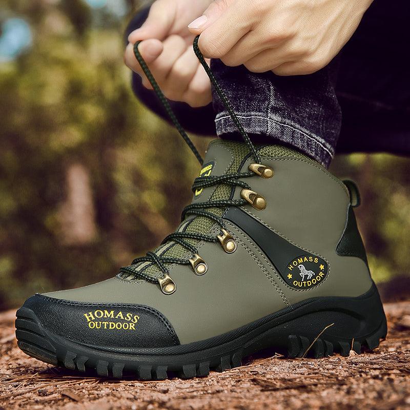 Men Waterproof Tactical Hiking Boots Fur Lined Winter Non Slip Outdoor Shoes