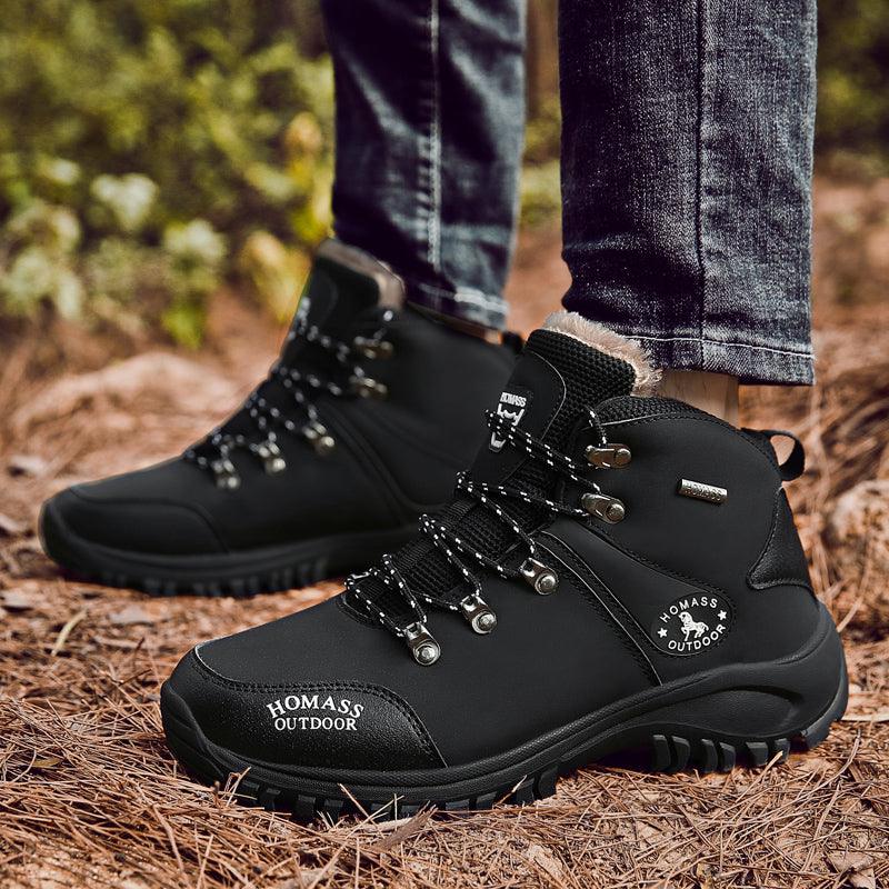 Men Waterproof Tactical Hiking Boots Fur Lined Winter Non Slip Outdoor Shoes