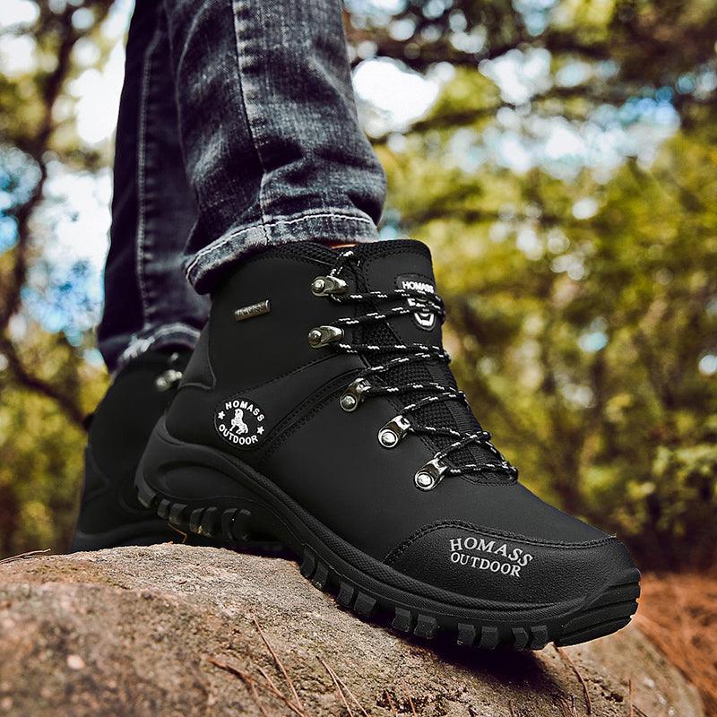 Men Waterproof Tactical Hiking Boots Fur Lined Winter Non Slip Outdoor Shoes