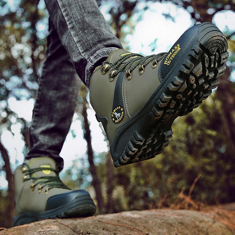 Men Waterproof Tactical Hiking Boots Fur Lined Winter Non Slip Outdoor Shoes