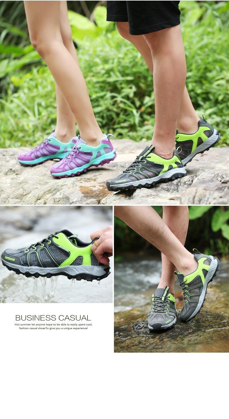 Mens Waterproof Hiking Shoes Lightweight Breathable Leather Low Top Outdoor Boots
