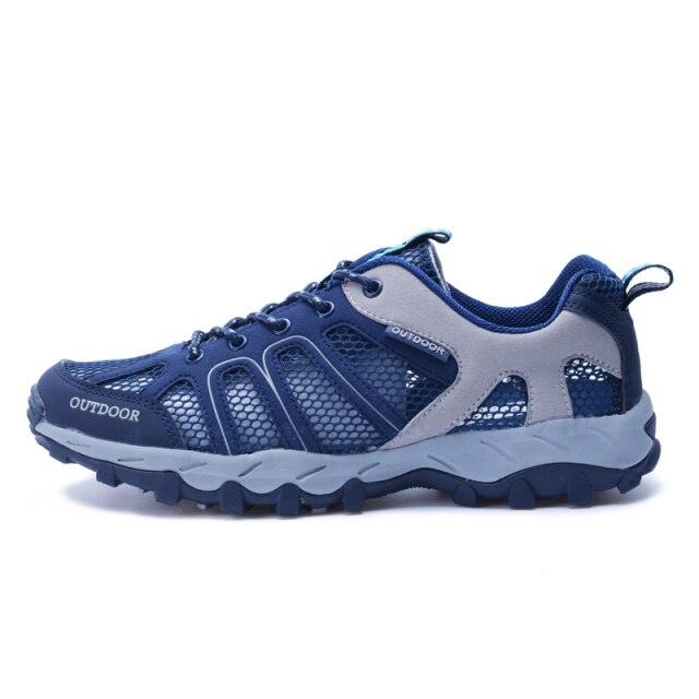 Mens Waterproof Hiking Shoes Lightweight Breathable Leather Low Top Outdoor Boots