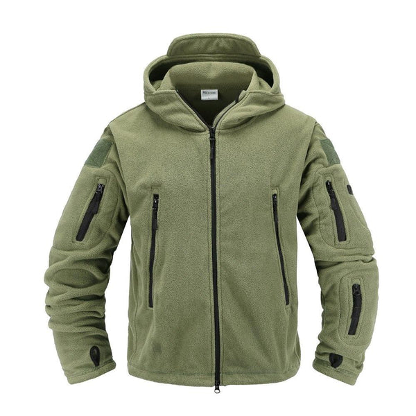 Men’s Tactical Fleece Jacket Hooded Lightweight Thermal Outdoor Hiking Coat