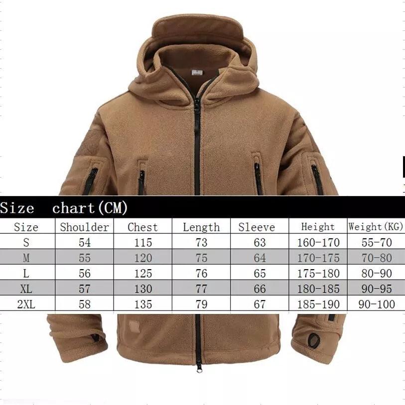 Men’s Tactical Fleece Jacket Hooded Lightweight Thermal Outdoor Hiking Coat