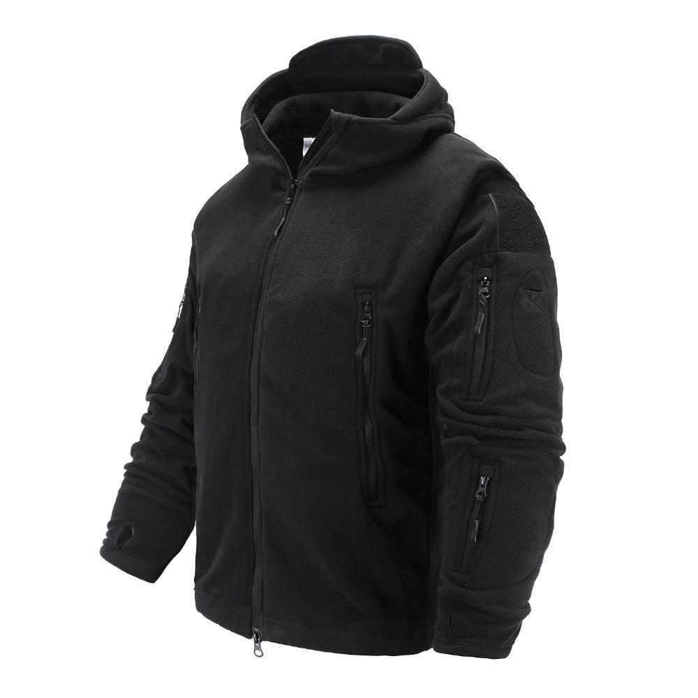 Men’s Tactical Fleece Jacket Hooded Lightweight Thermal Outdoor Hiking Coat