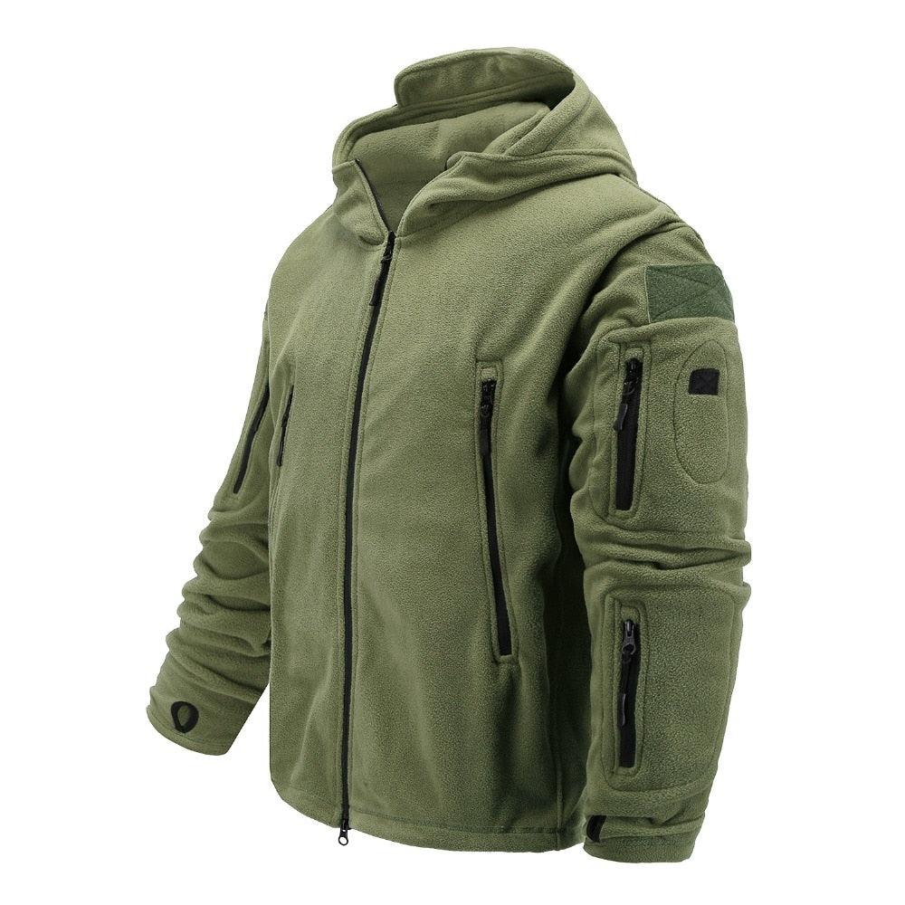 Men’s Tactical Fleece Jacket Hooded Lightweight Thermal Outdoor Hiking Coat