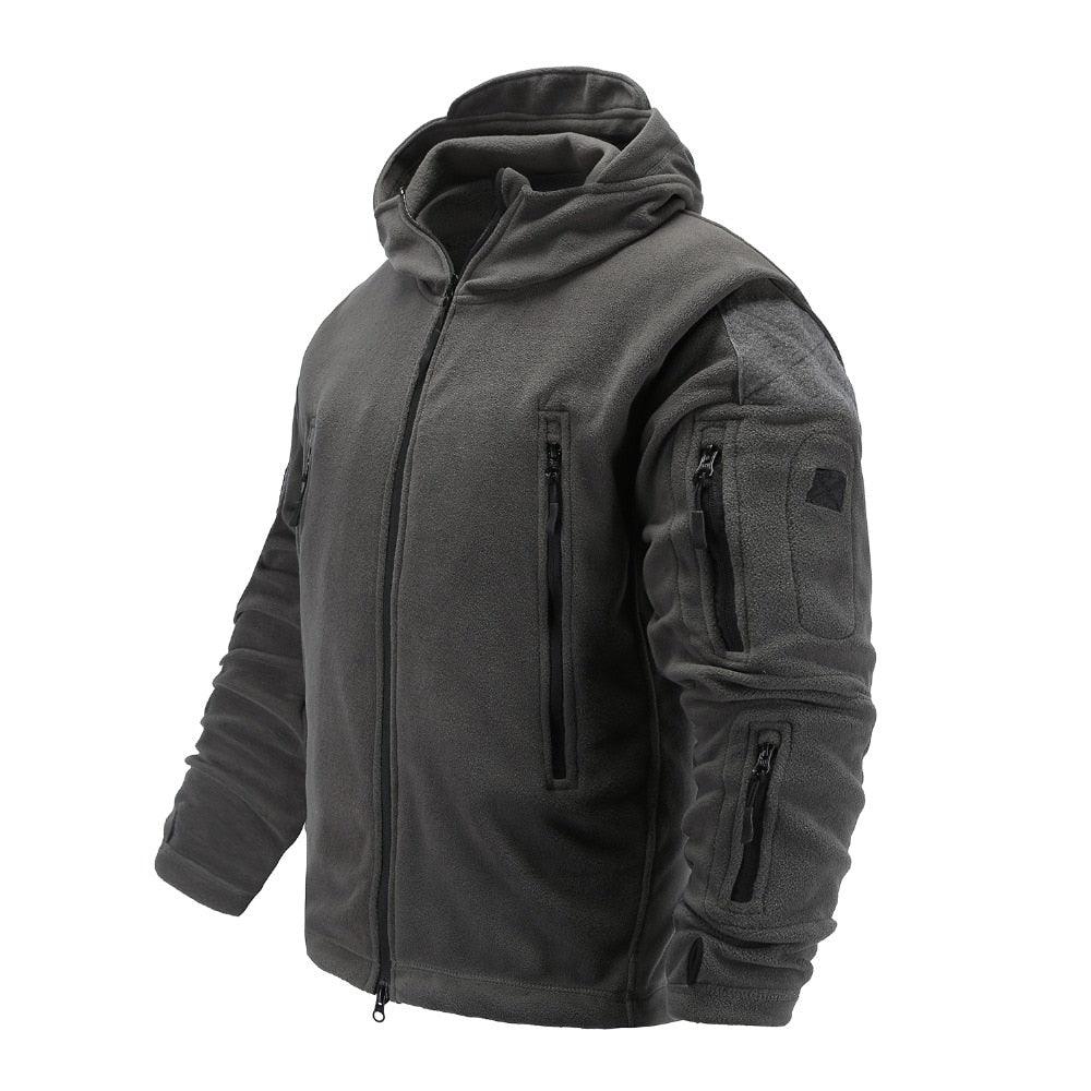 Men’s Tactical Fleece Jacket Hooded Lightweight Thermal Outdoor Hiking Coat