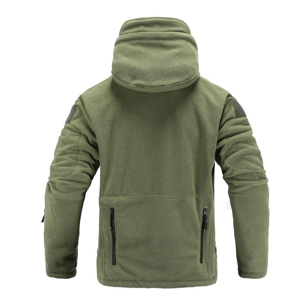 Men’s Tactical Fleece Jacket Hooded Lightweight Thermal Outdoor Hiking Coat