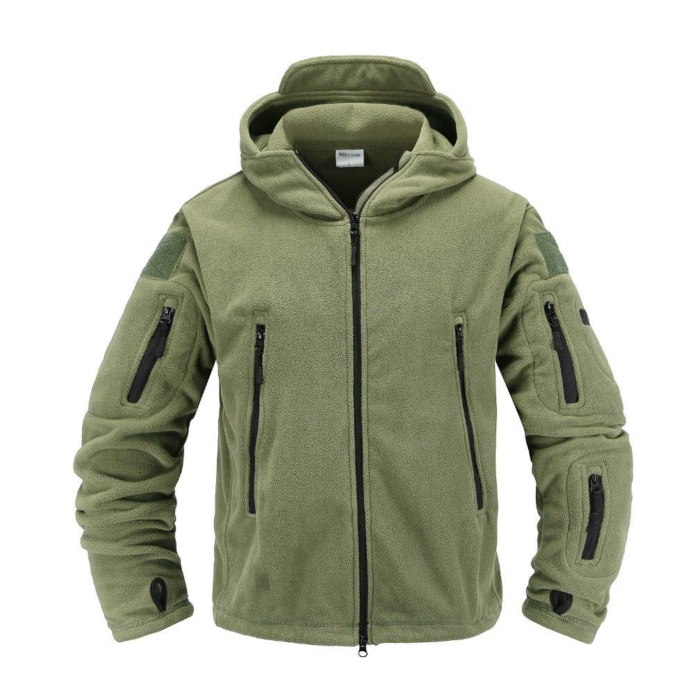 Men’s Tactical Fleece Jacket Hooded Lightweight Thermal Outdoor Hiking Coat