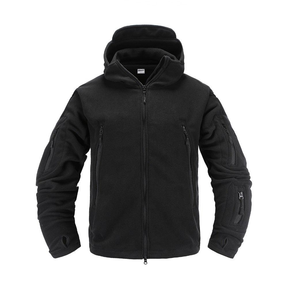 Men’s Tactical Fleece Jacket Hooded Lightweight Thermal Outdoor Hiking Coat