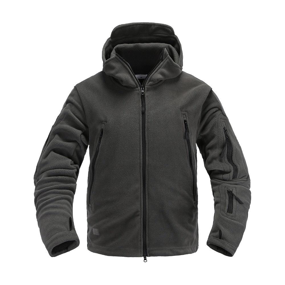 Men’s Tactical Fleece Jacket Hooded Lightweight Thermal Outdoor Hiking Coat