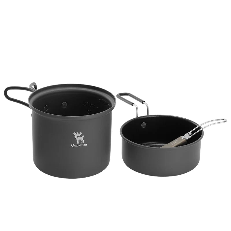 Ultra-Light Aluminum Camping Cookware Set Nestable Outdoor Travel Cooking Gear