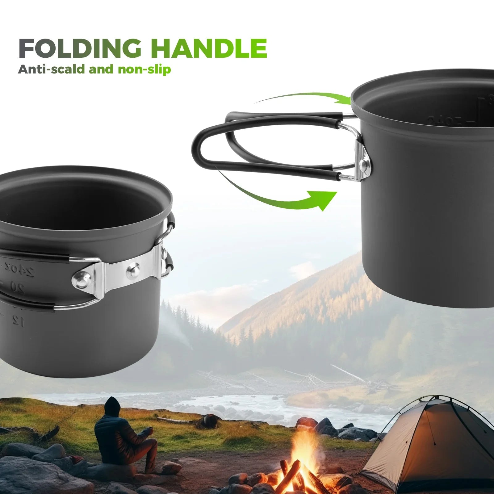 Ultra-Light Aluminum Camping Cookware Set Nestable Outdoor Travel Cooking Gear