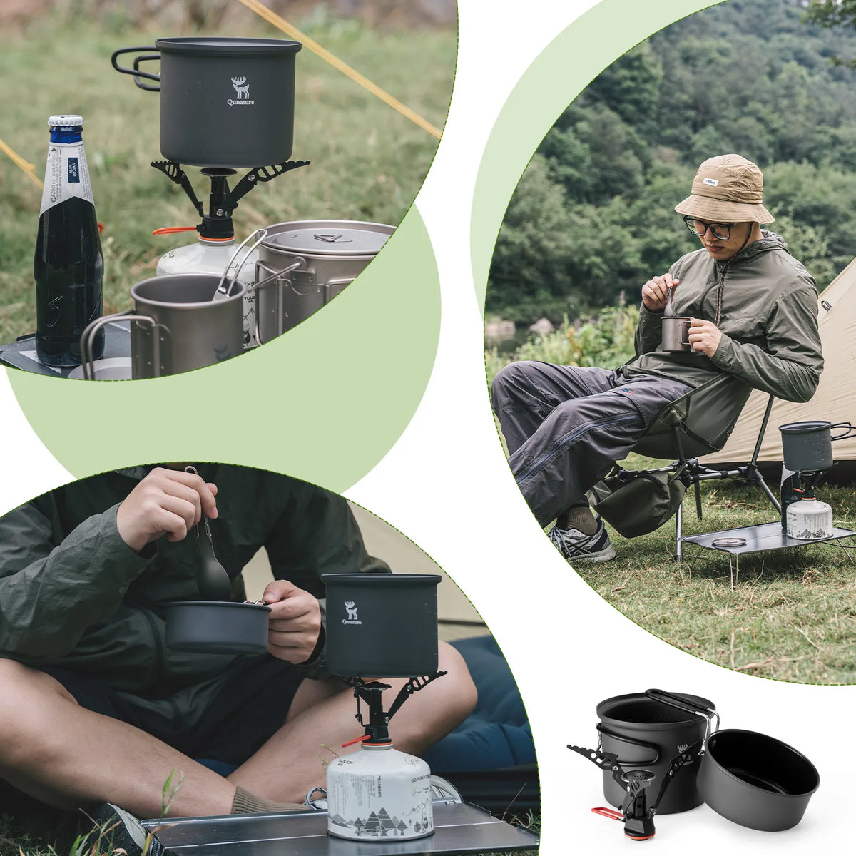 Ultra-Light Aluminum Camping Cookware Set Nestable Outdoor Travel Cooking Gear