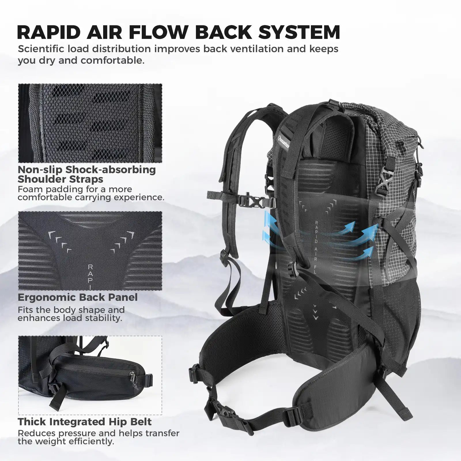 30-35L Hiking Backpack Lightweight Waterproof Outdoor Daypack Travel Gear